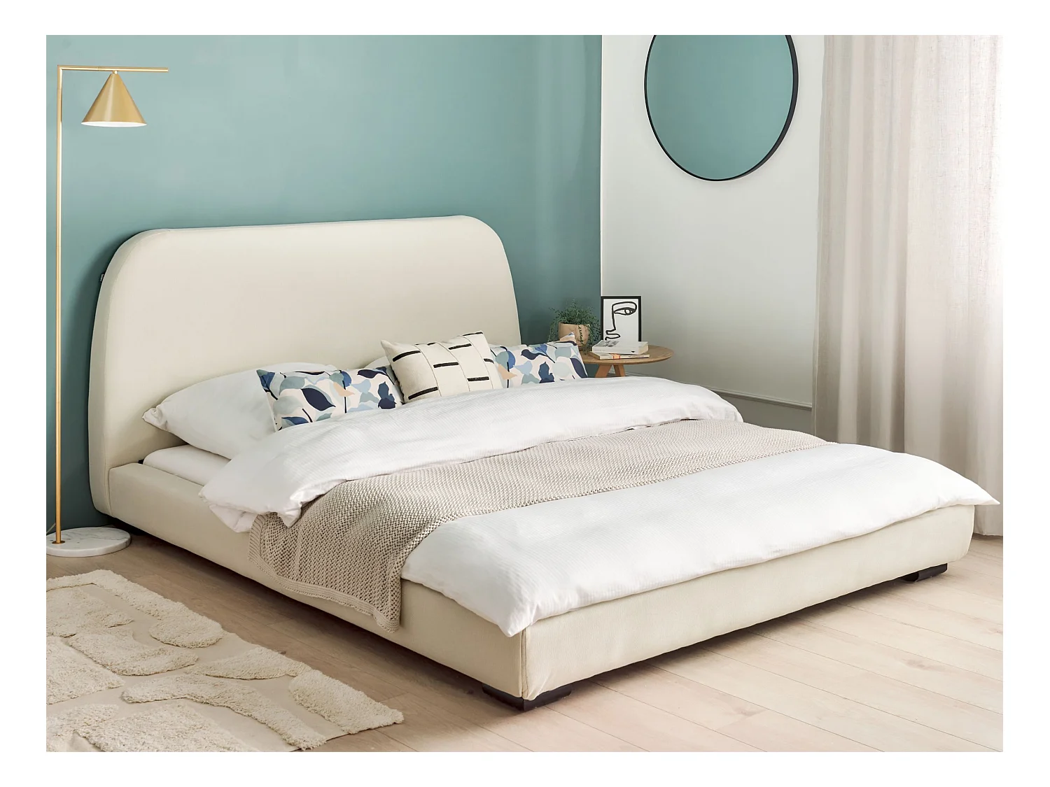 Lit à eau Tissu ROISEL 160 x 200 cm Beige clair