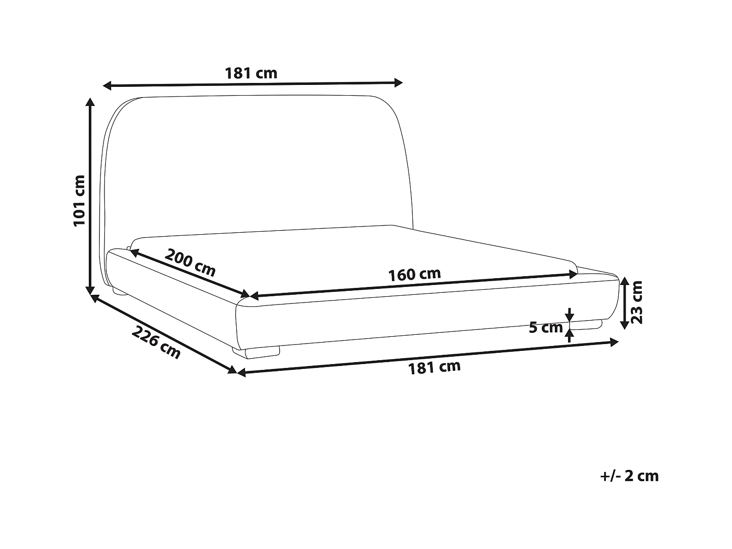Lit à eau Tissu ROISEL 160 x 200 cm Beige clair