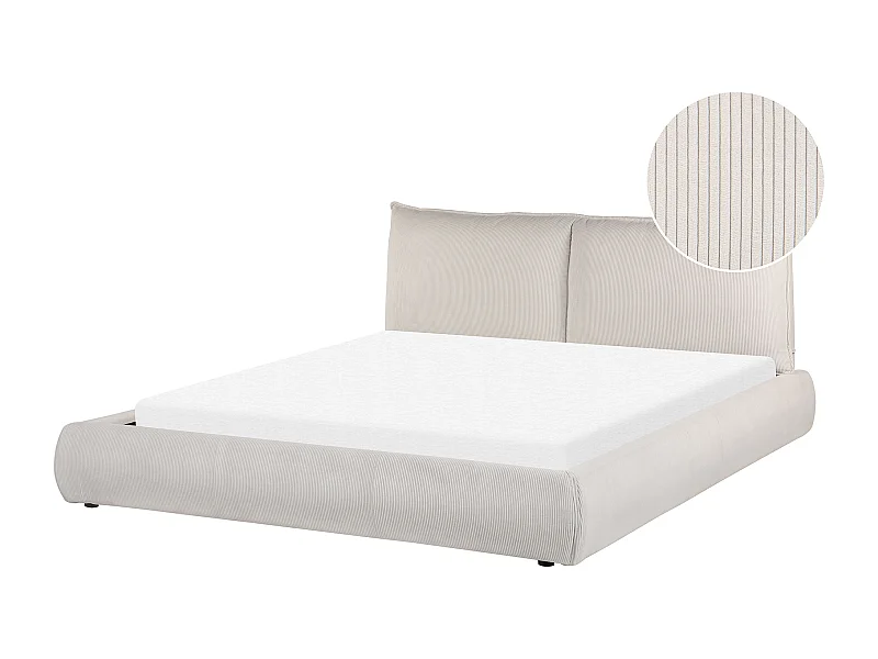 Letto ad acqua Velluto a coste VINAY 160 x 200 cm Beige chiaro