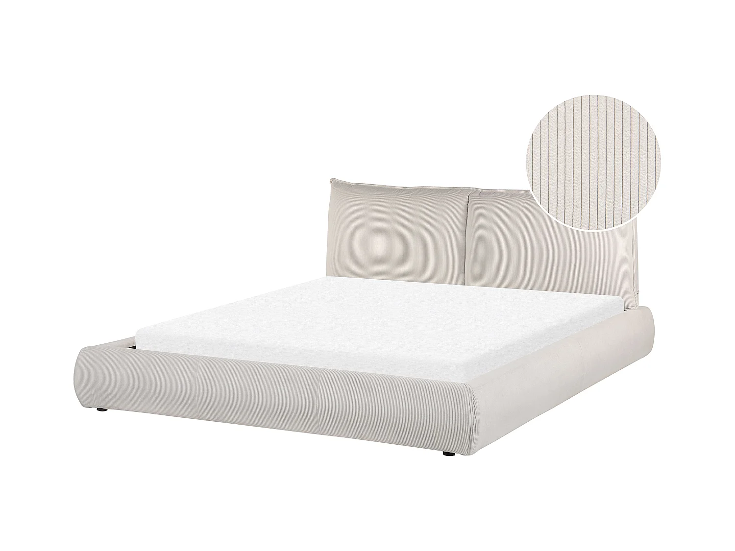 Lit à eau Velours côtelé VINAY 160 x 200 cm Beige clair