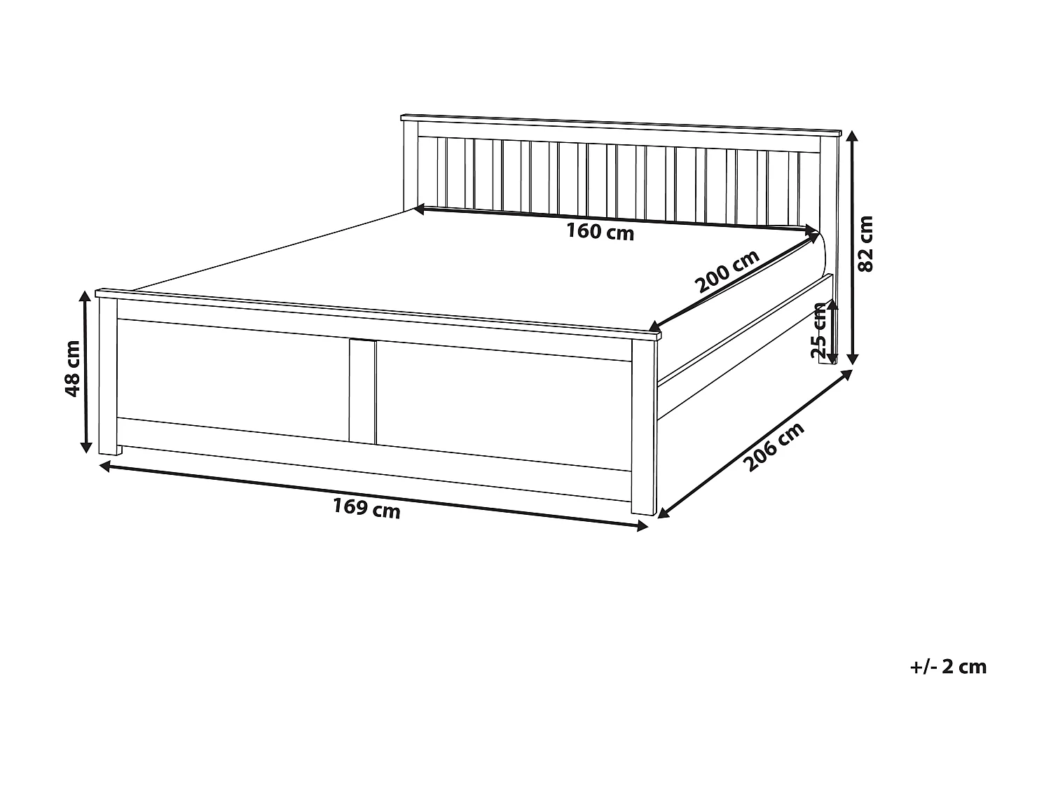 Cama Madera de pino OLENDON 160 x 200 cm Marrón claro