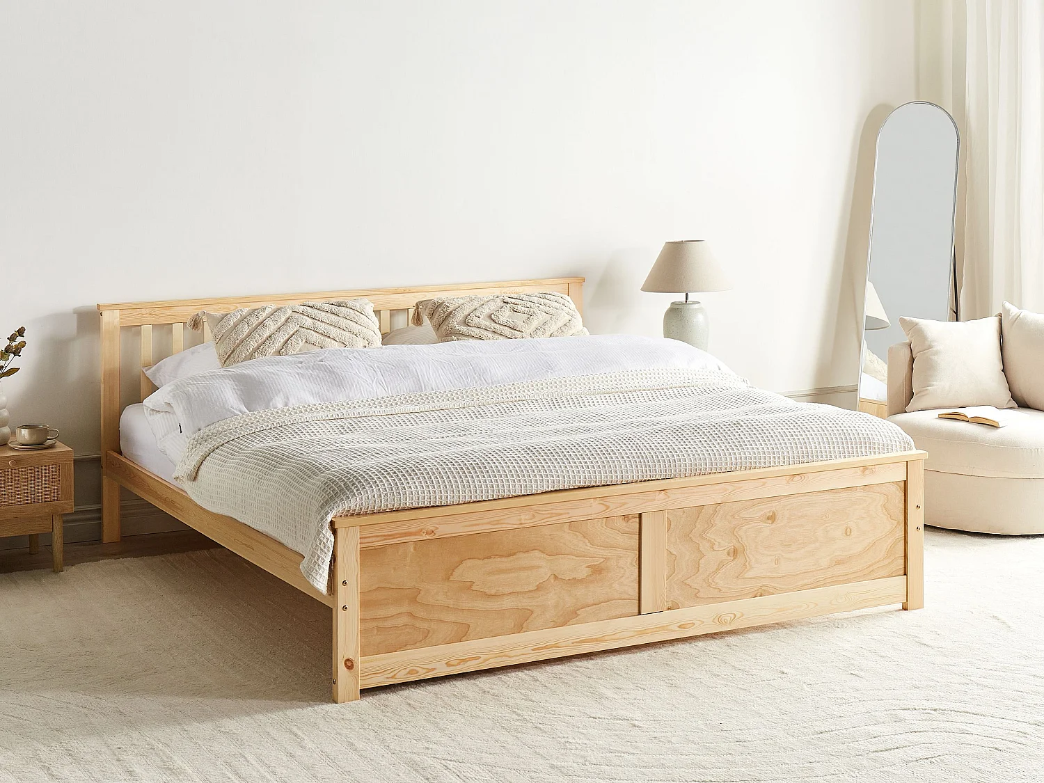 Bed Pine Wood OLENDON 160 x 200 cm (EU King Size) Light Brown