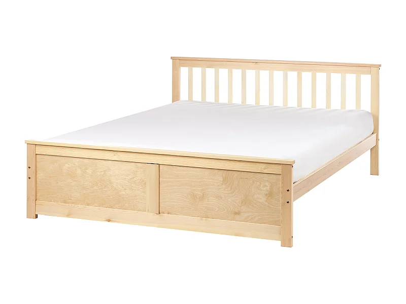 Lit avec sommier Bois de pin OLENDON 160 x 200 cm Marron clair