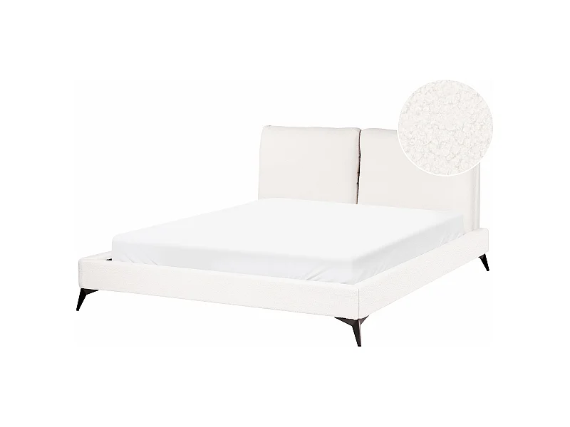 Lit avec sommier Bouclé MELLE 160 x 200 cm Blanc cassé