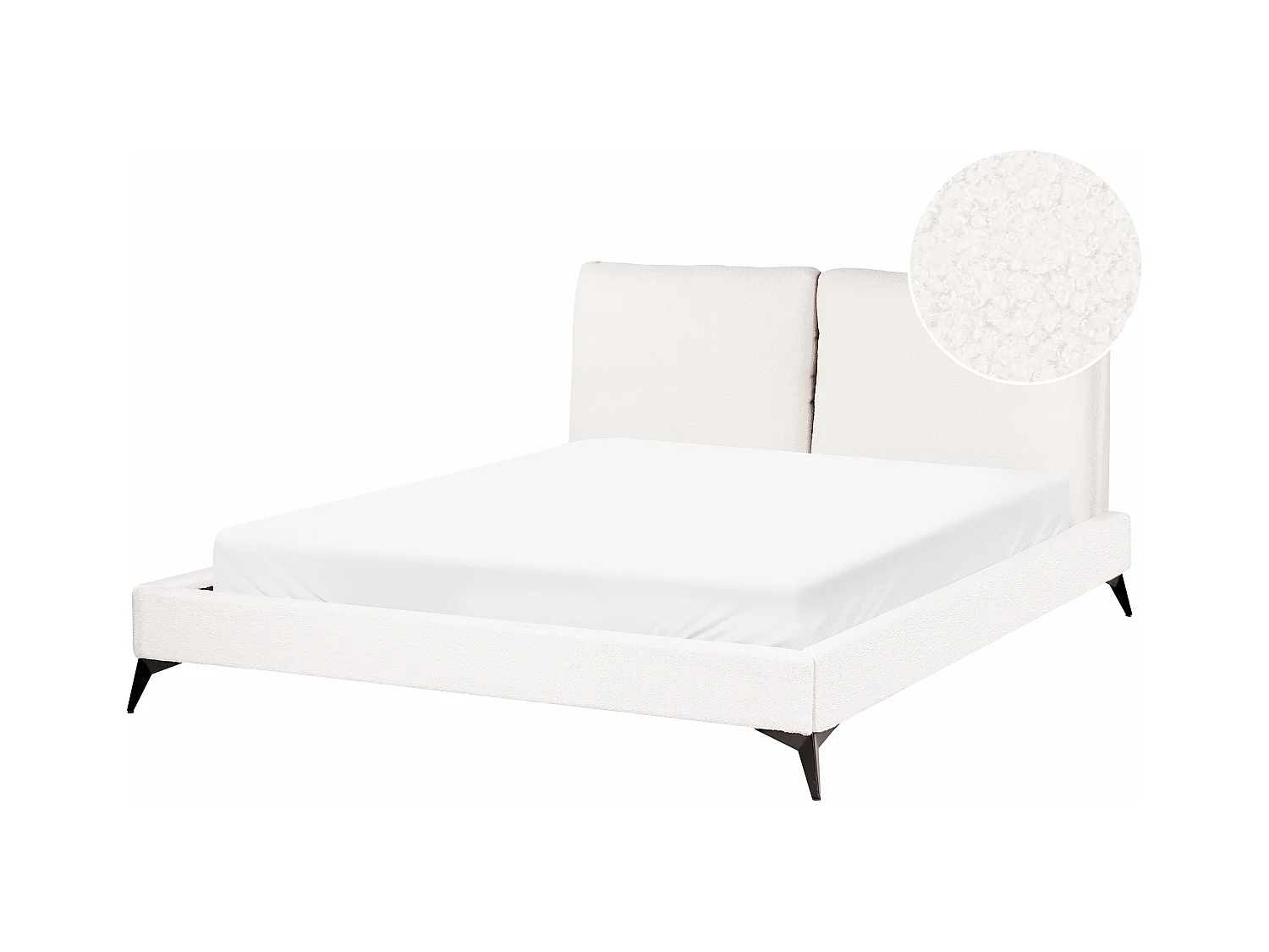 Lit avec sommier Bouclé MELLE 160 x 200 cm Blanc cassé