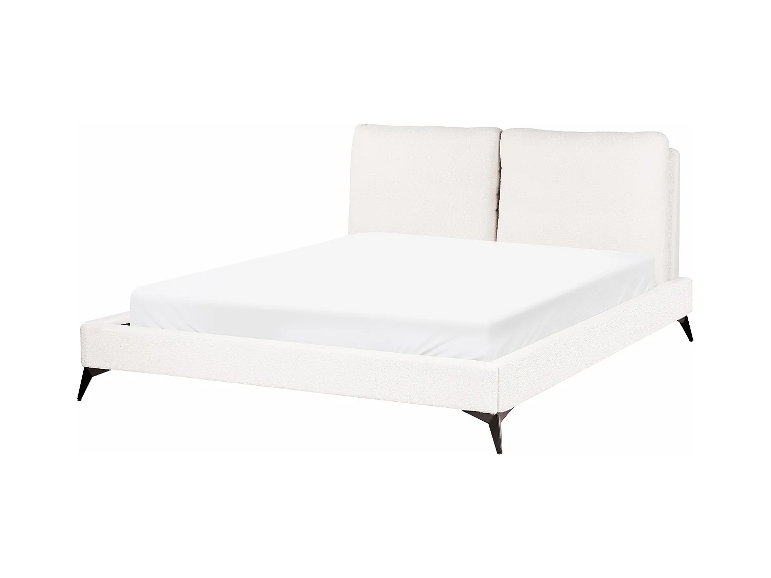 Lit avec sommier Bouclé MELLE 160 x 200 cm Blanc cassé