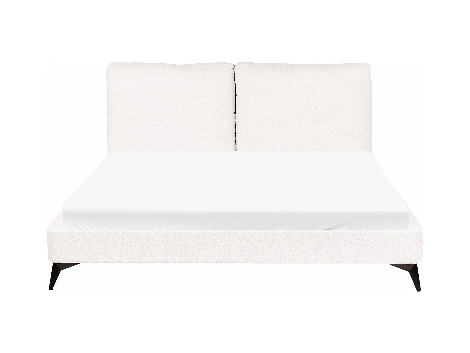 Lit avec sommier Bouclé MELLE 160 x 200 cm Blanc cassé