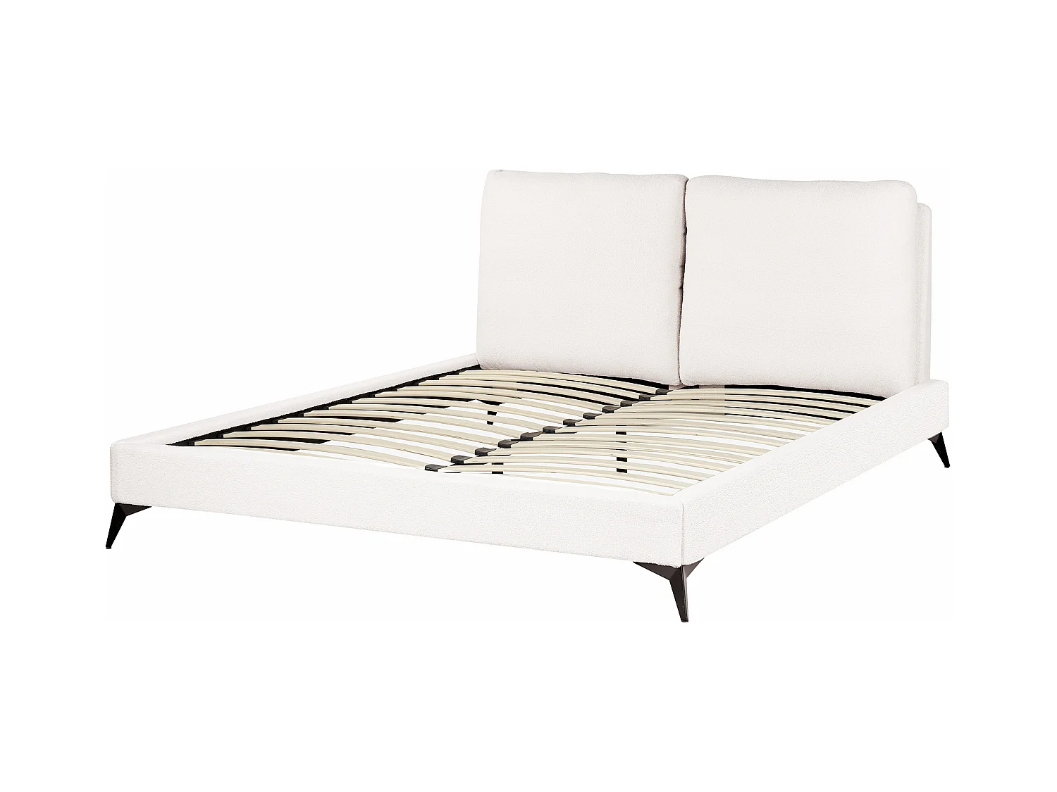 Lit avec sommier Bouclé MELLE 160 x 200 cm Blanc cassé