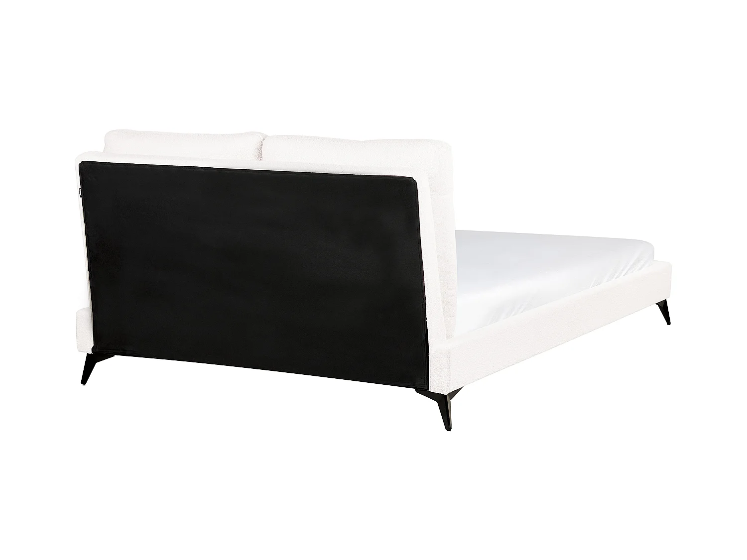 Lit avec sommier Bouclé MELLE 160 x 200 cm Blanc cassé