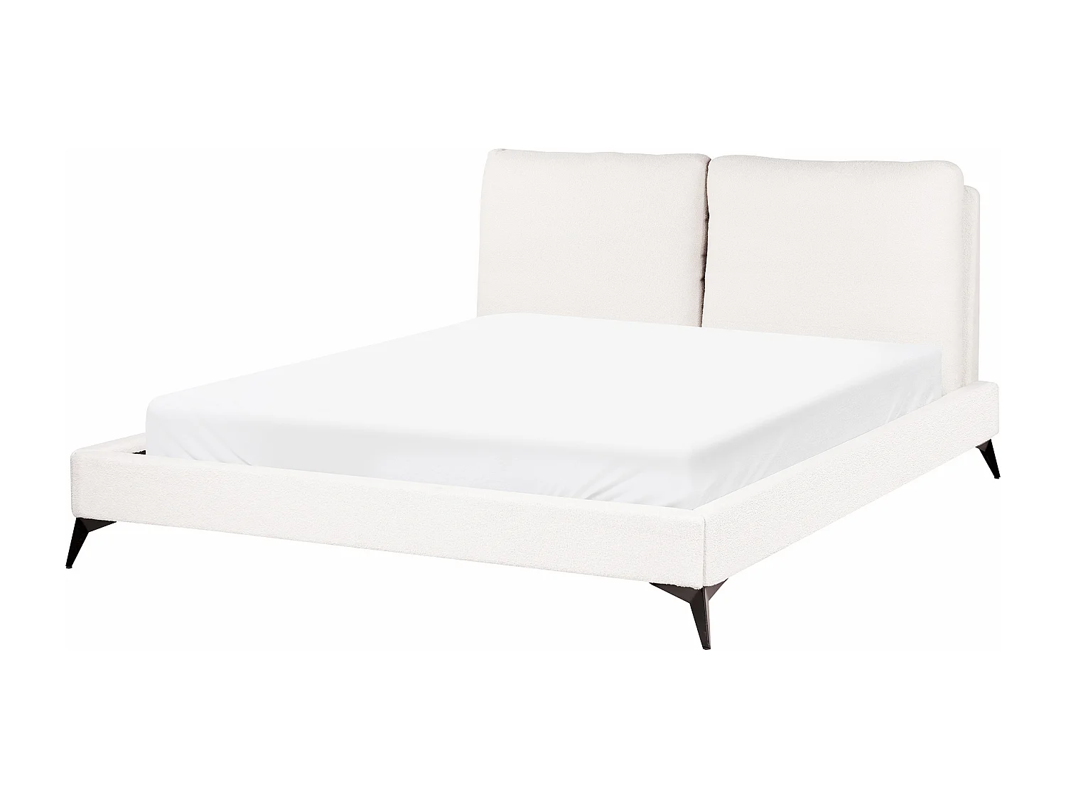 Lit avec sommier Bouclé MELLE 160 x 200 cm Blanc cassé