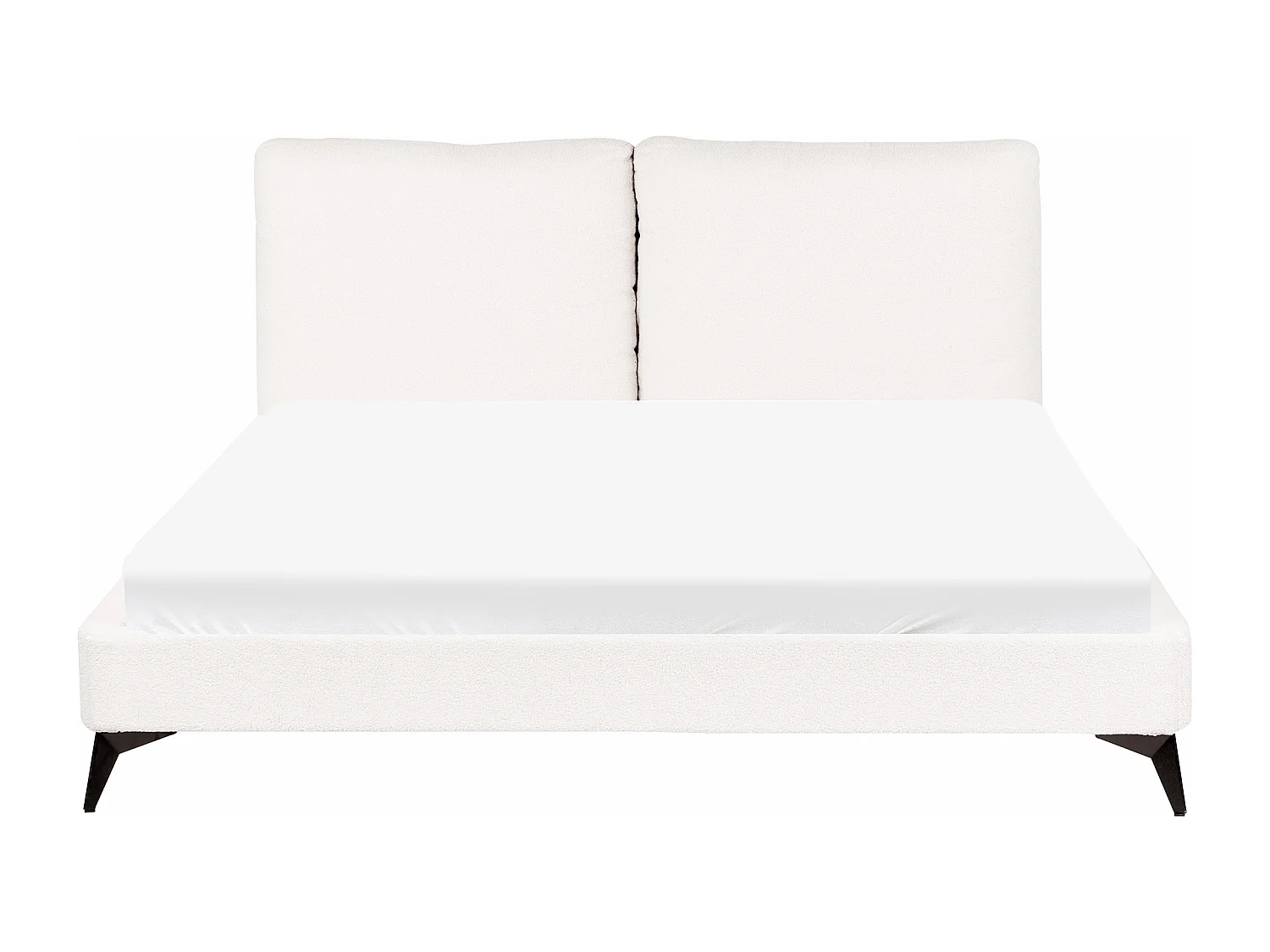 Lit avec sommier Bouclé MELLE 160 x 200 cm Blanc cassé