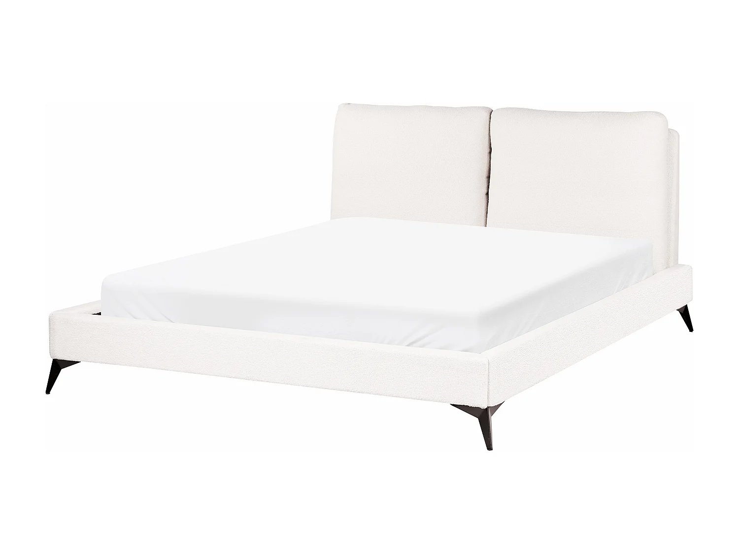 Lit avec sommier Bouclé MELLE 160 x 200 cm Blanc cassé