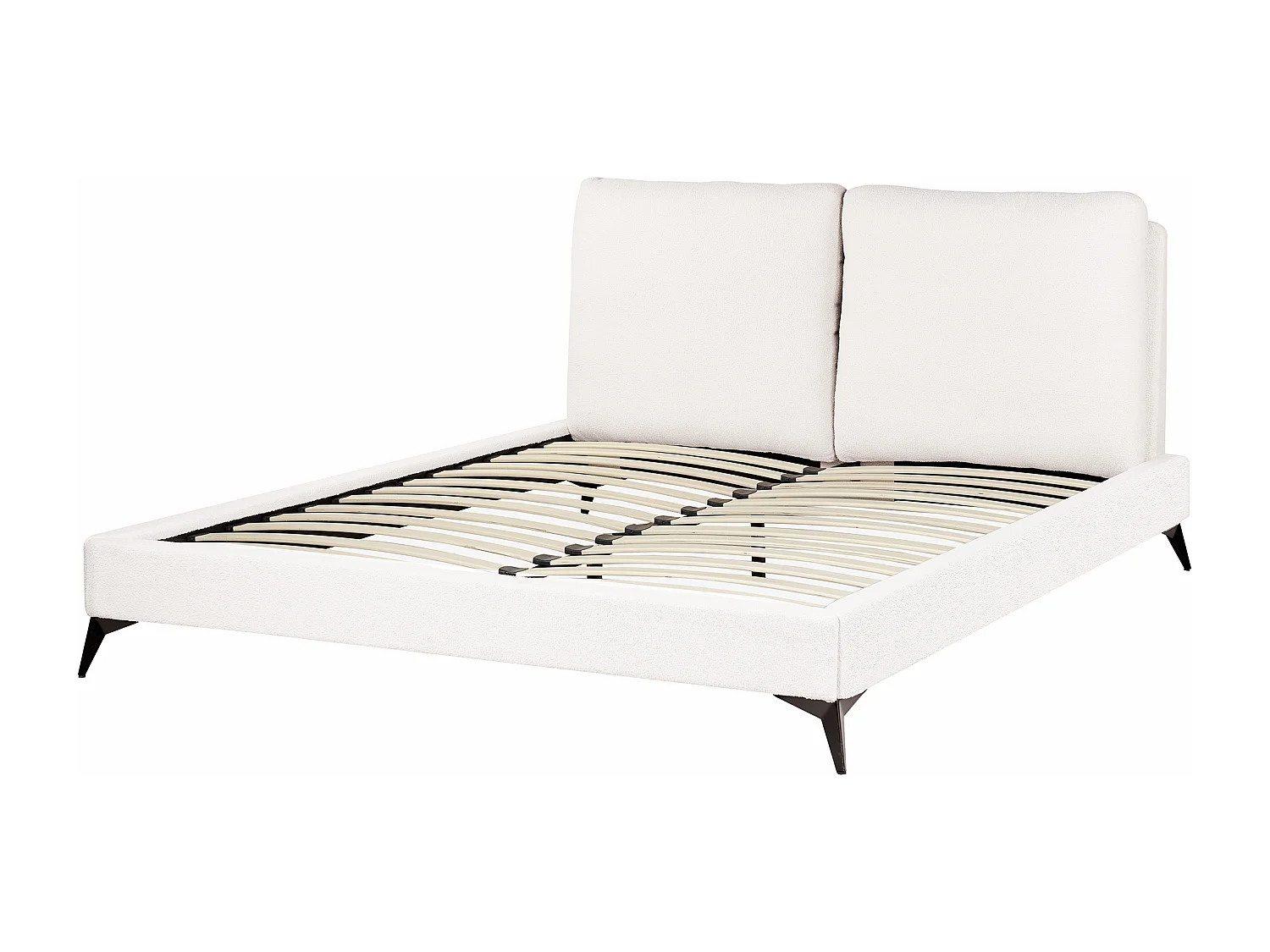 Lit avec sommier Bouclé MELLE 160 x 200 cm Blanc cassé