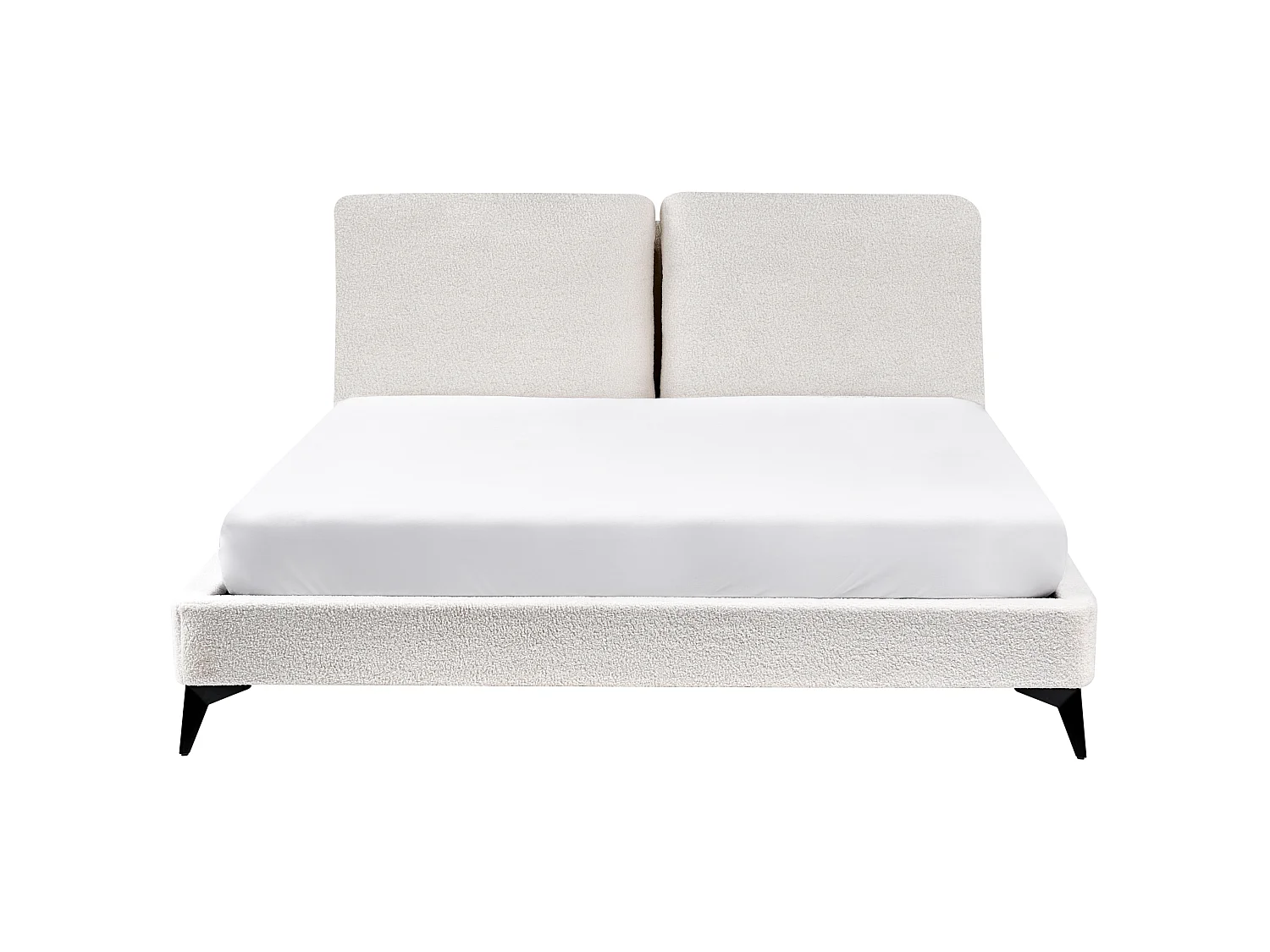 Letto Bouclé MELLE 160 x 200 cm Bianco sporco