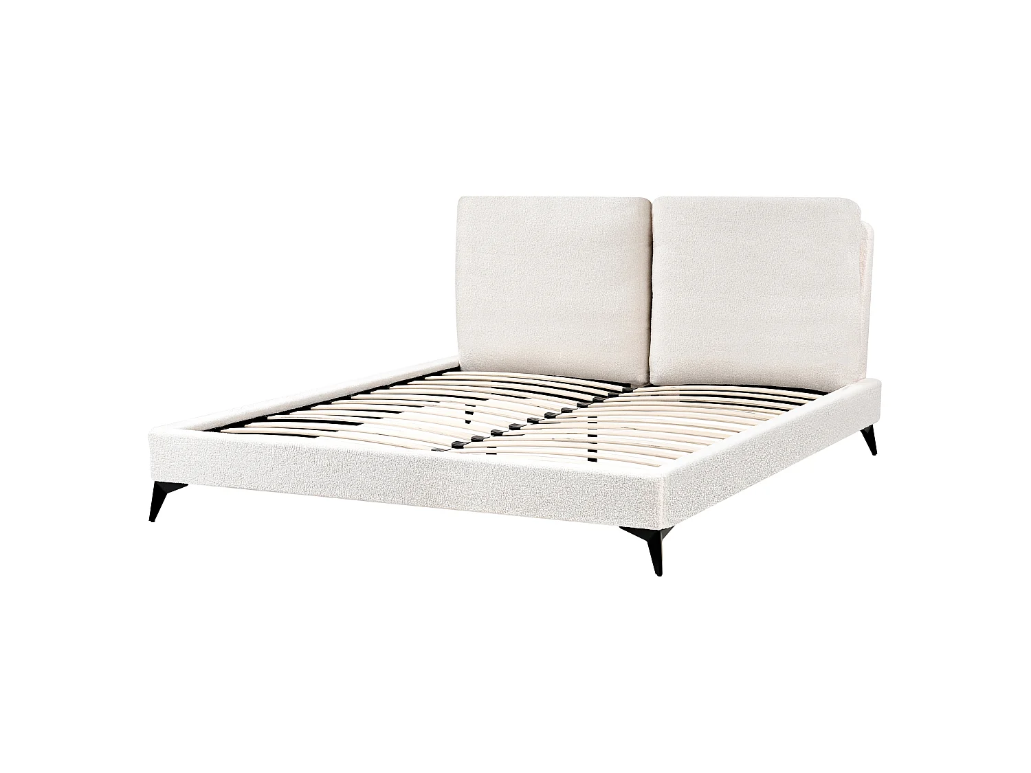 Letto Bouclé MELLE 160 x 200 cm Bianco sporco