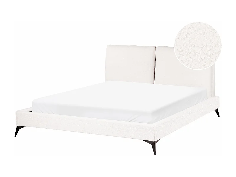 Bed Bouclé MELLE 160 x 200 cm Gebroken wit
