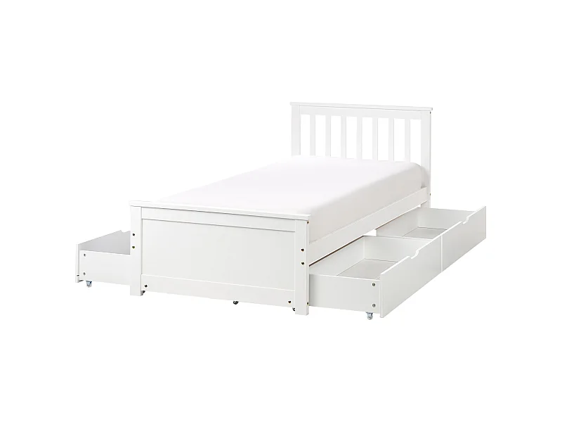 Lit avec tiroirs de rangement Bois de pin OLENDON 90 x 200 cm Blanc