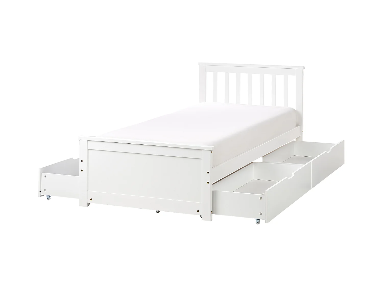 Lit avec tiroirs de rangement Bois de pin OLENDON 90 x 200 cm Blanc