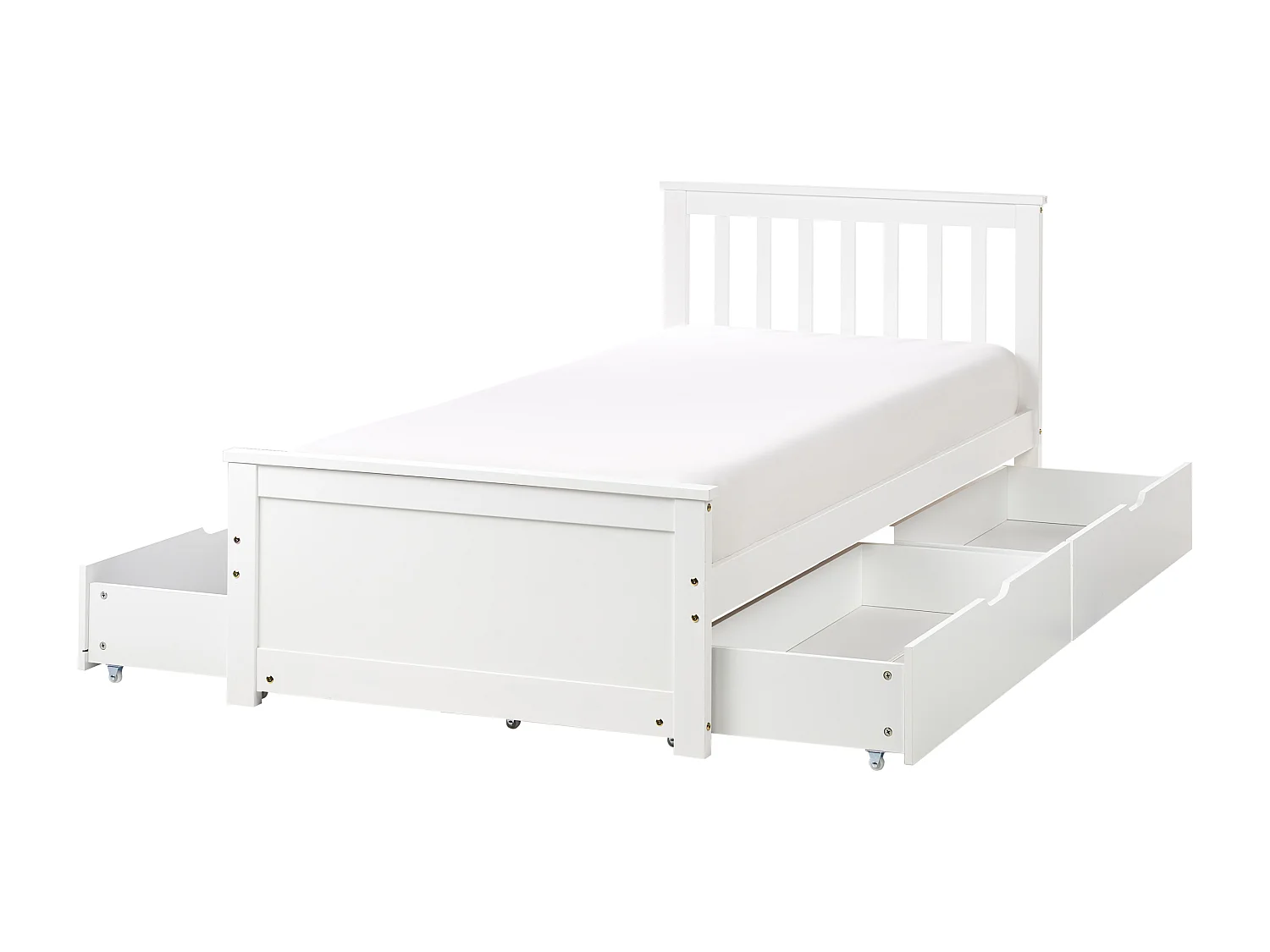 Letto con cassetti contenitori Legno di pino OLENDON 90 x 200 cm Bianco