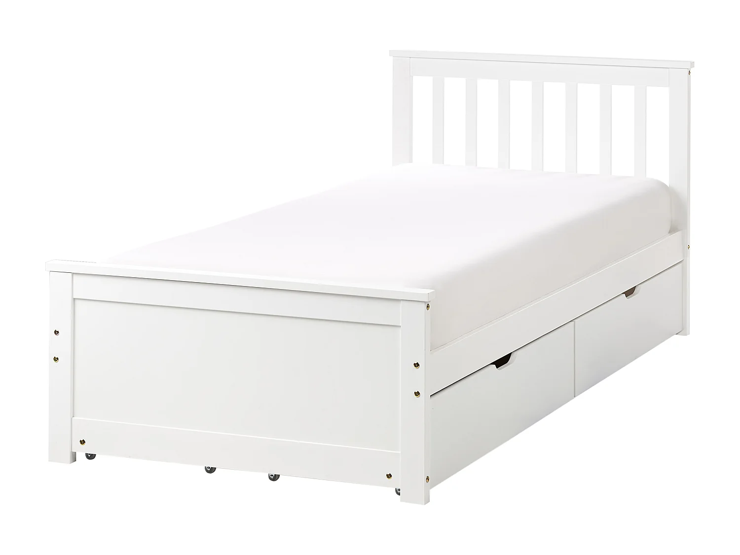 Letto con cassetti contenitori Legno di pino OLENDON 90 x 200 cm Bianco