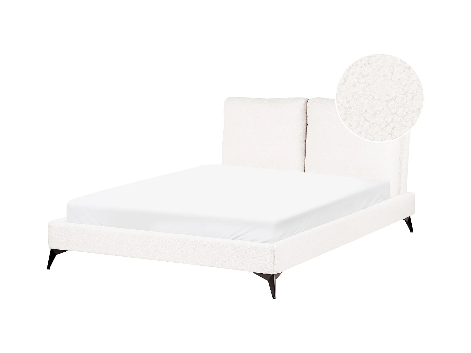 Lit avec sommier Bouclé MELLE 140 x 200 cm Blanc cassé