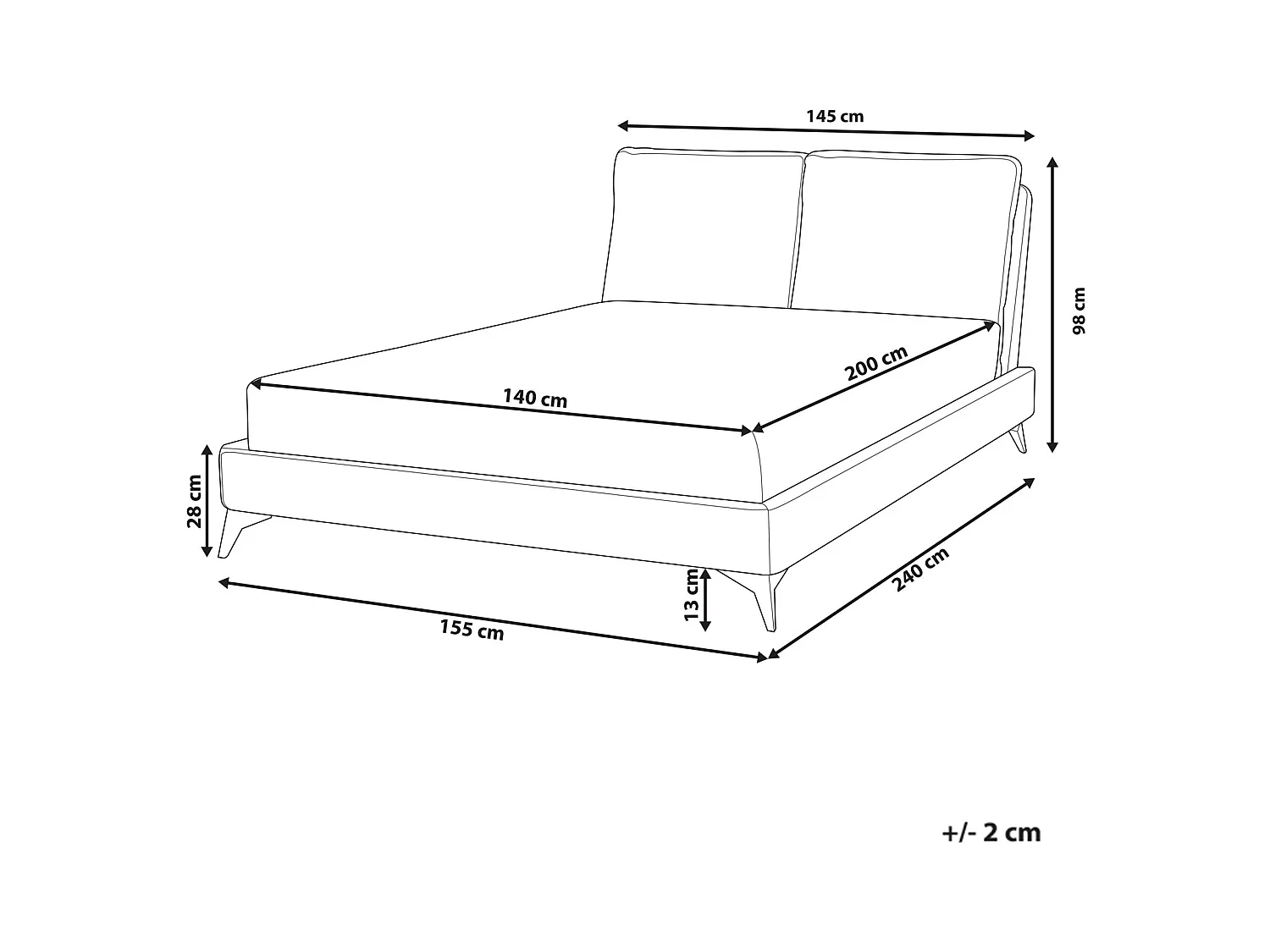 Lit avec sommier Bouclé MELLE 140 x 200 cm Blanc cassé