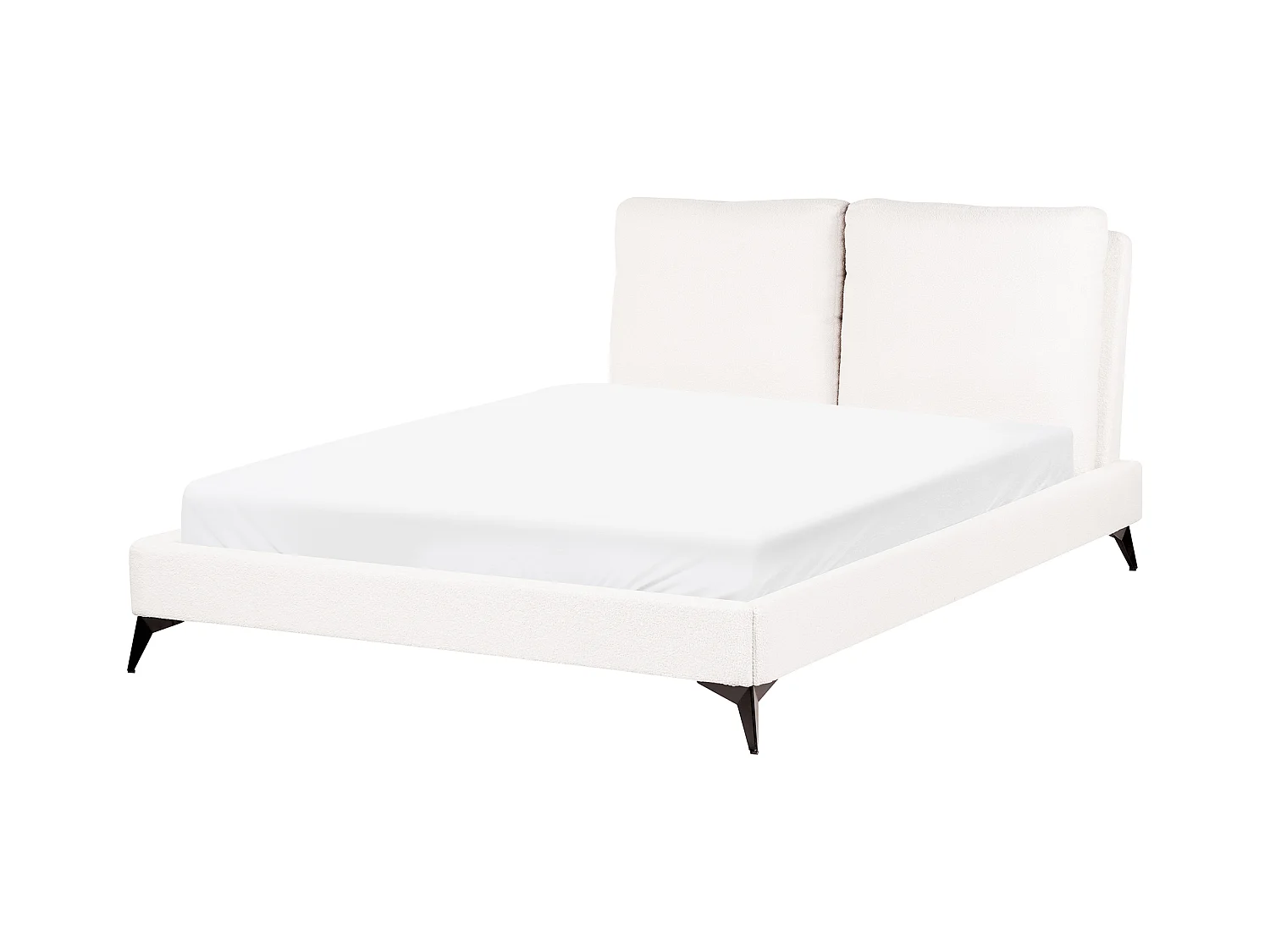 Lit avec sommier Bouclé MELLE 140 x 200 cm Blanc cassé