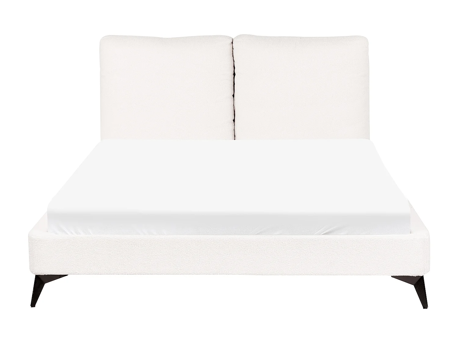 Lit avec sommier Bouclé MELLE 140 x 200 cm Blanc cassé