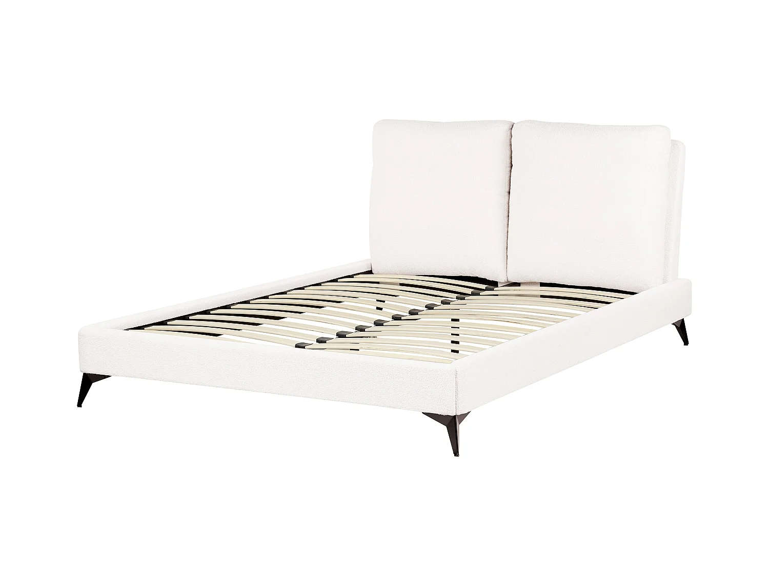 Lit avec sommier Bouclé MELLE 140 x 200 cm Blanc cassé