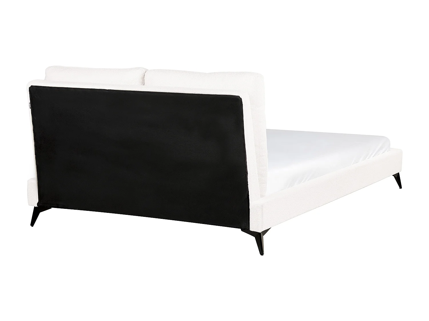 Lit avec sommier Bouclé MELLE 140 x 200 cm Blanc cassé