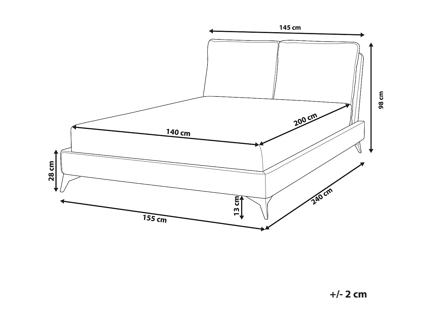 Bett mit Lattenrost Bouclé MELLE 140 x 200 cm Cremeweiss