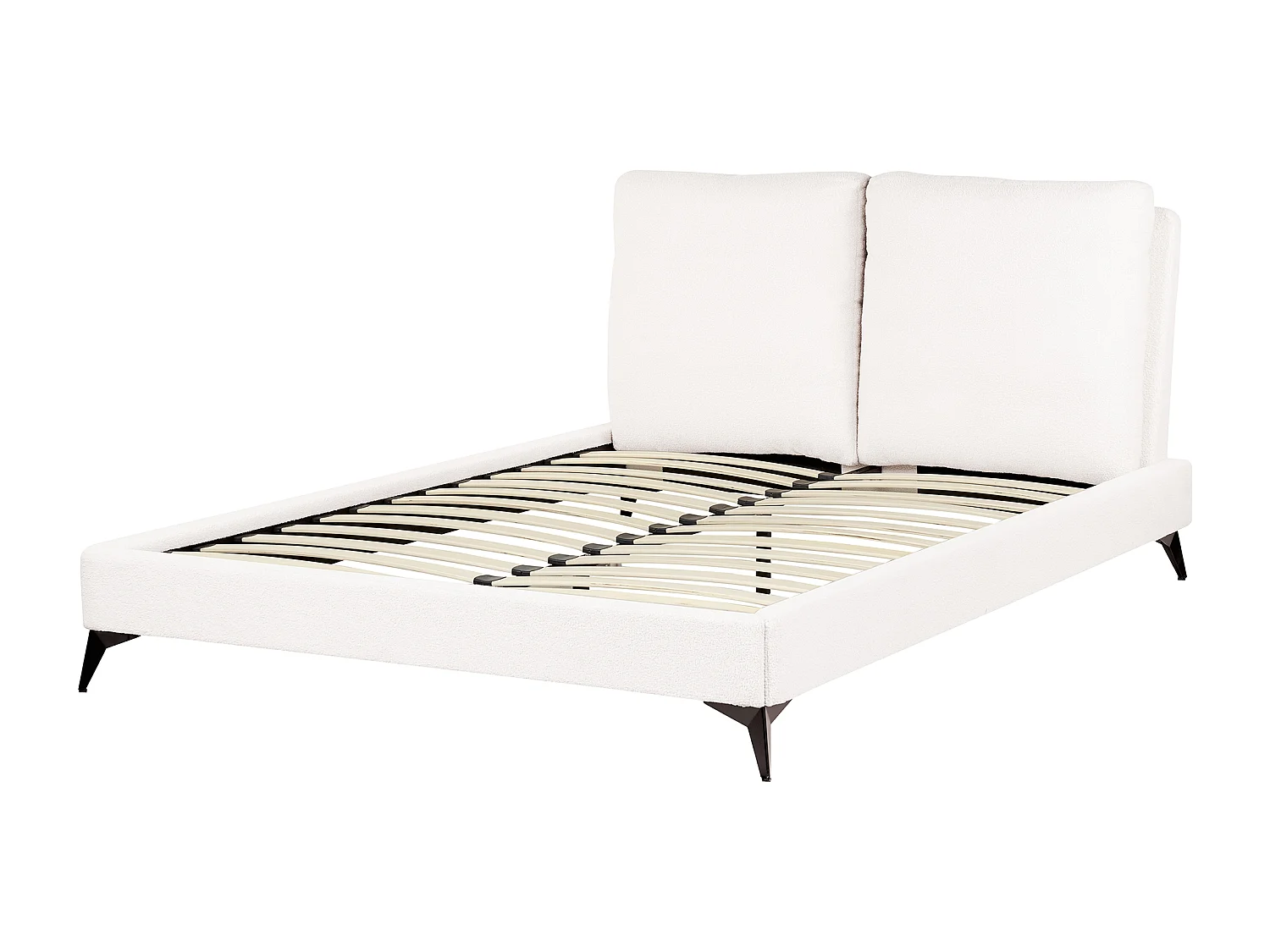 Bett mit Lattenrost Bouclé MELLE 140 x 200 cm Cremeweiss