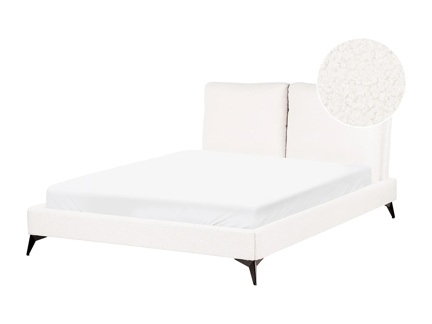 Bett mit Lattenrost Bouclé MELLE 140 x 200 cm Cremeweiss