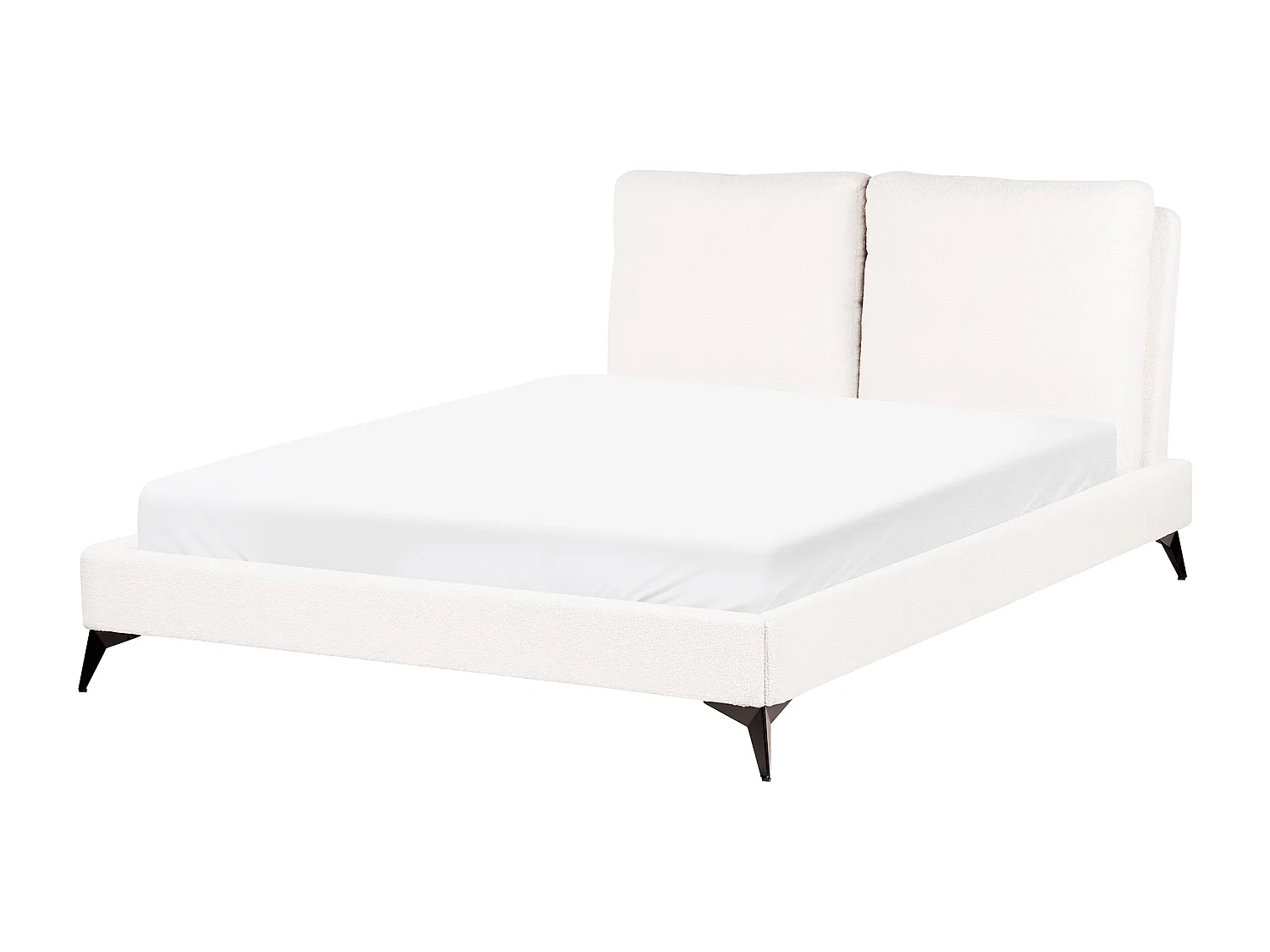 Bett mit Lattenrost Bouclé MELLE 140 x 200 cm Cremeweiss