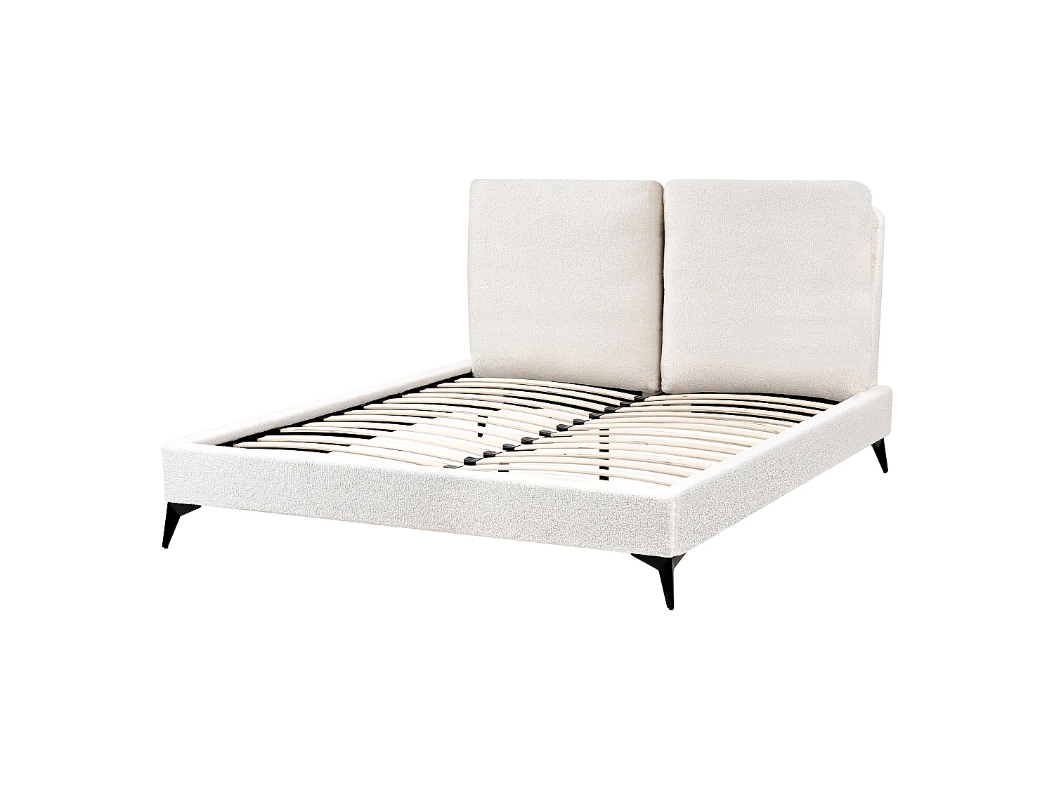 Bett mit Lattenrost Bouclé MELLE 140 x 200 cm Cremeweiss