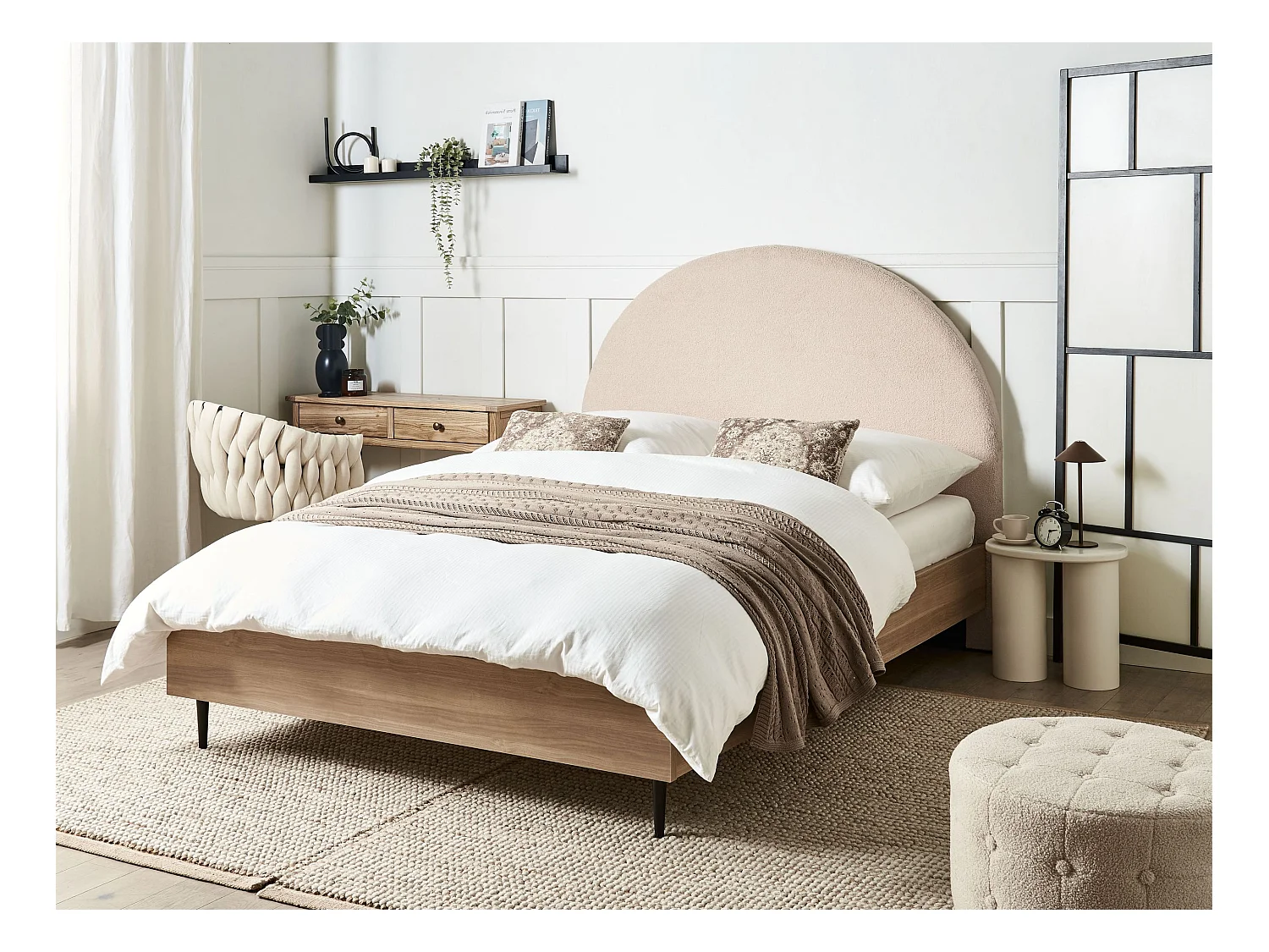 Lit avec sommier Bouclé MILLAY 140 x 200 cm Beige