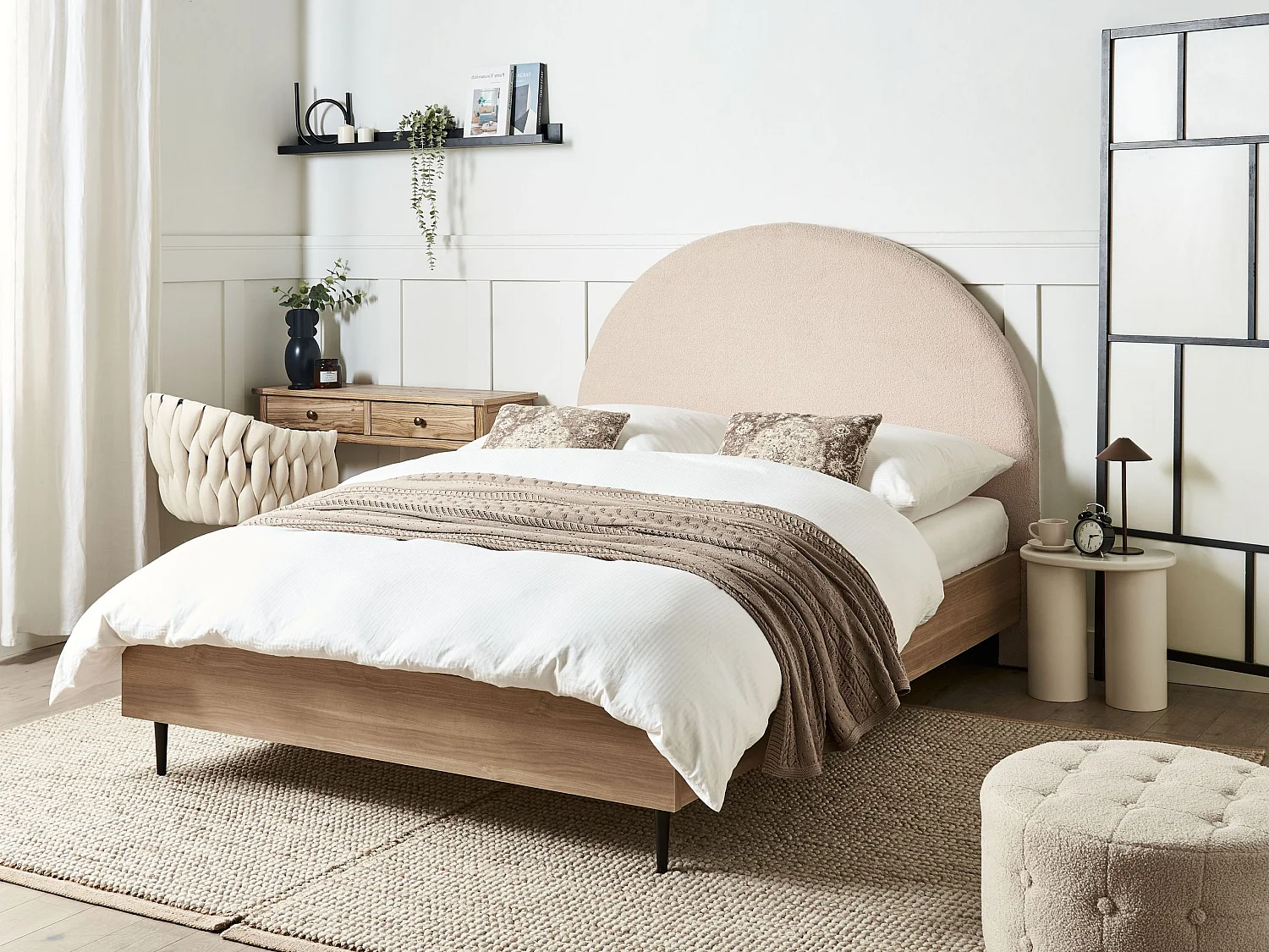 Bett mit Lattenrost Bouclé MILLAY 140 x 200 cm Beige