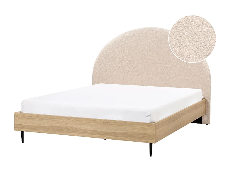 Bed Bouclé MILLAY 140 x 200 cm Beige