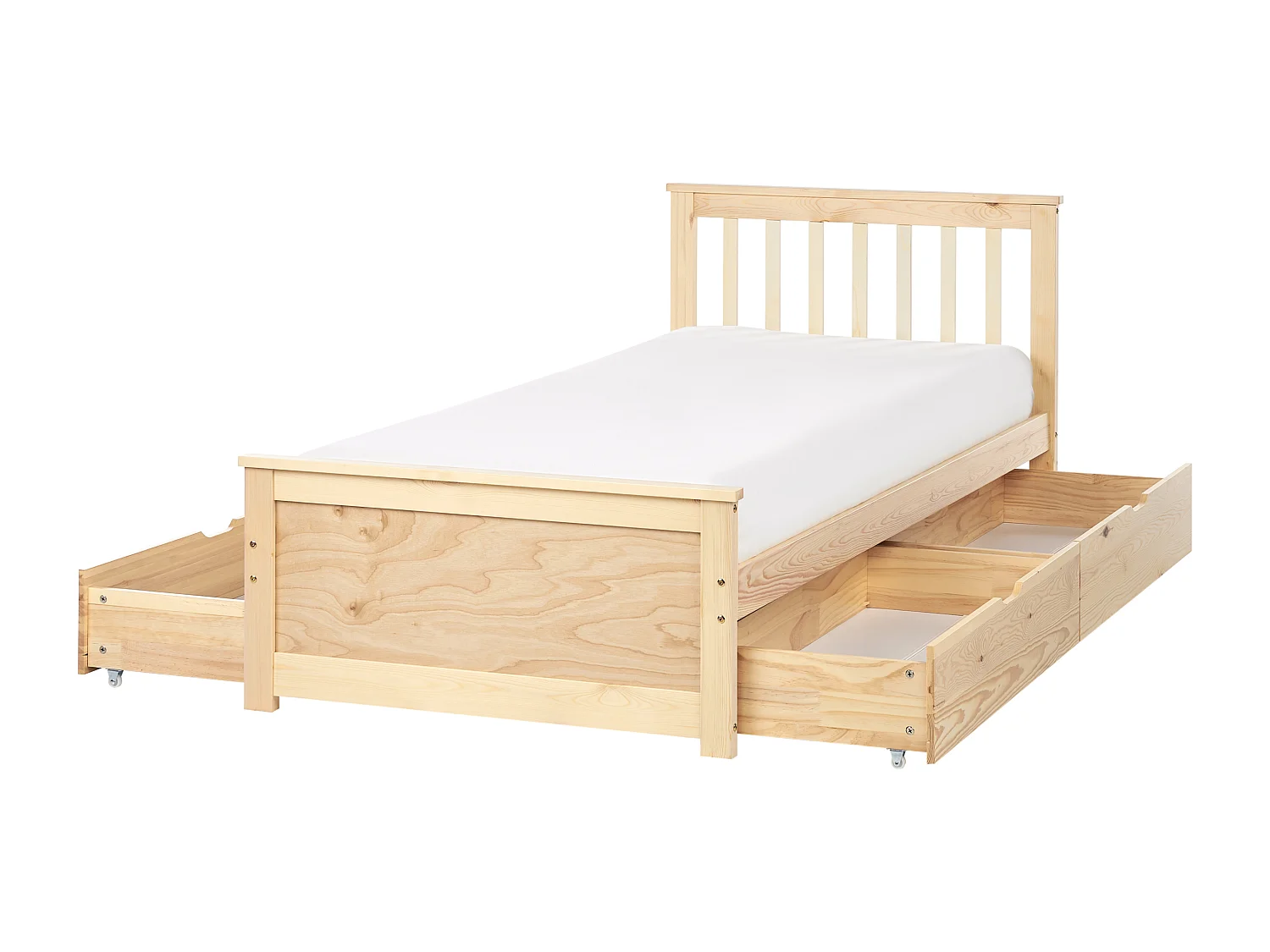 Letto con cassetti contenitori Legno di pino OLENDON 90 x 200 cm Marrone chiaro