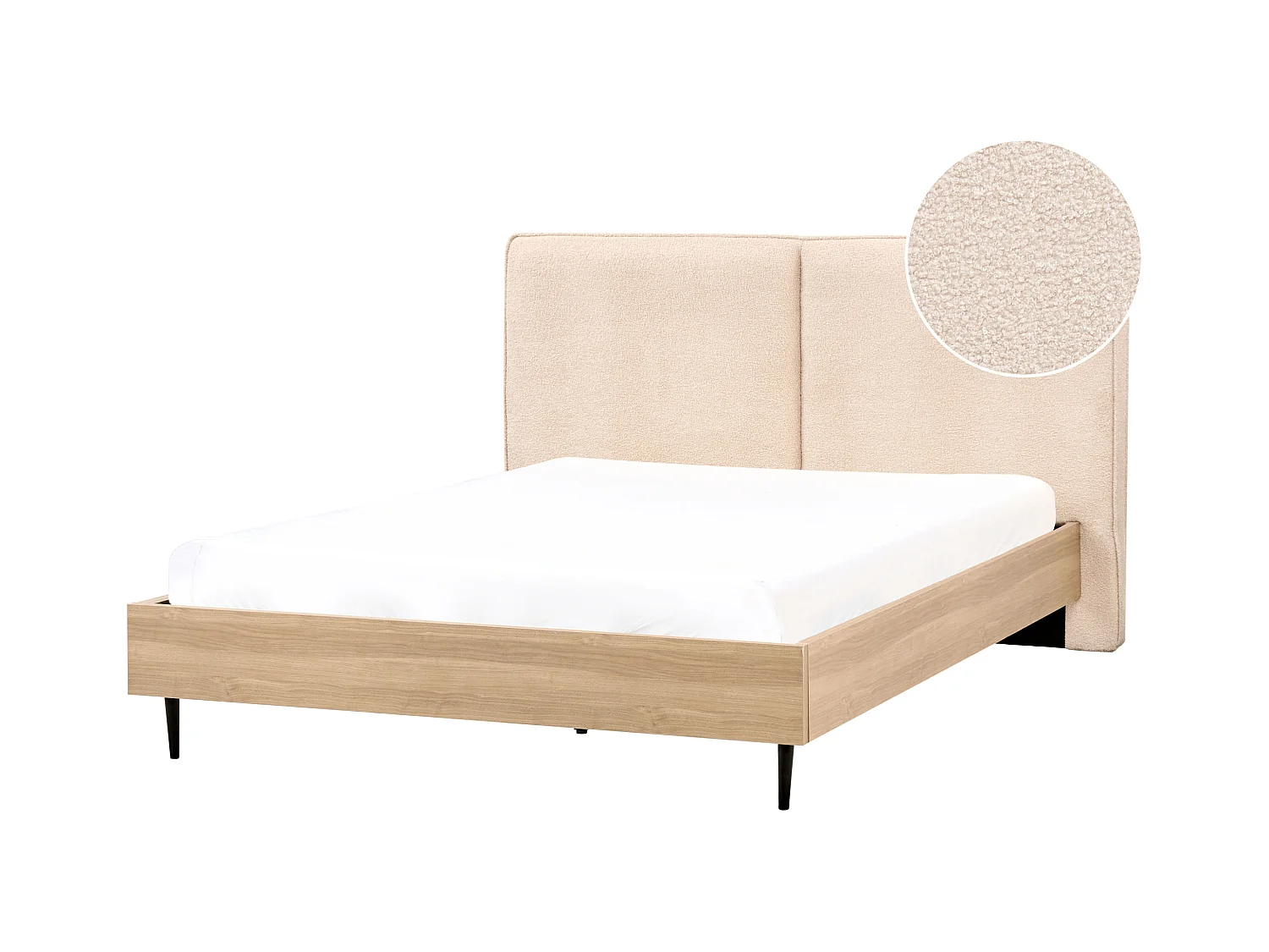 Lit avec sommier Bouclé IZERNORE 160 x 200 cm Beige