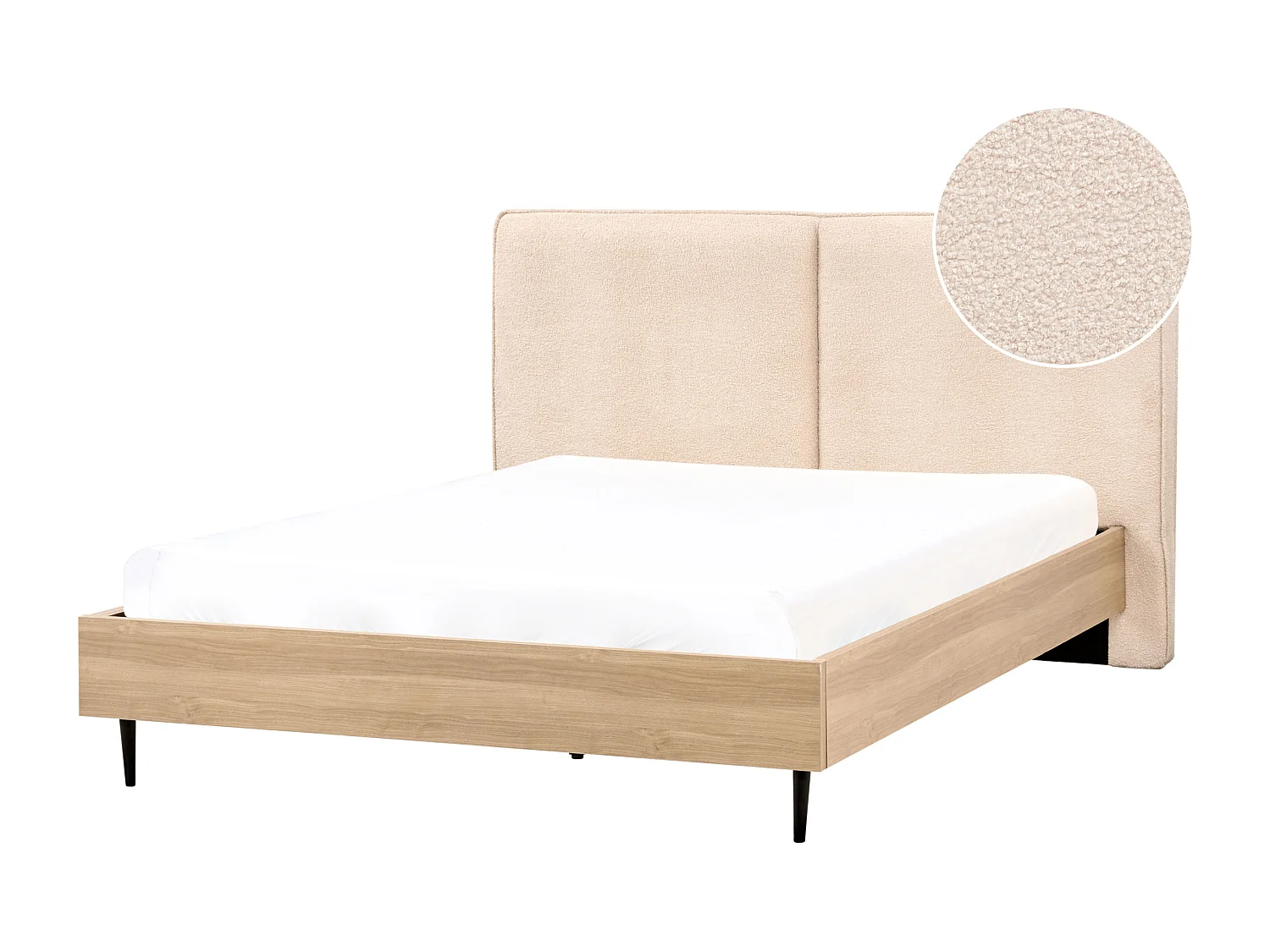 Lit avec sommier Bouclé IZERNORE 160 x 200 cm Beige