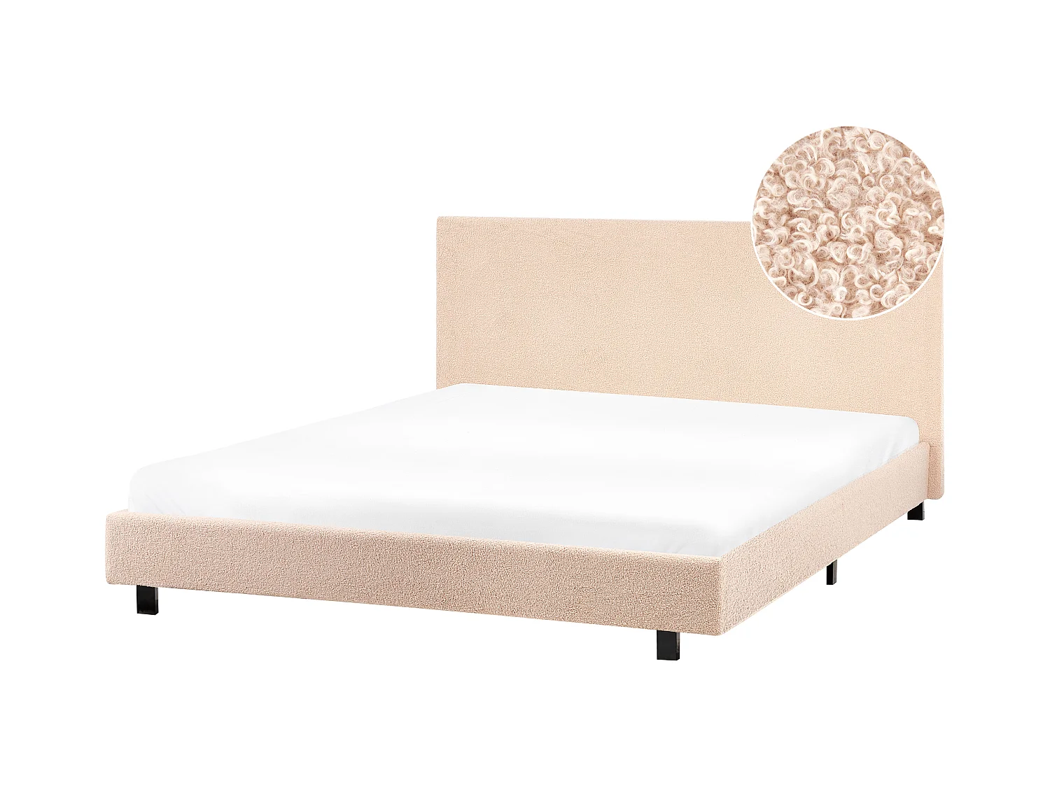 Lit à eau Bouclé ALBI 160 x 200 cm Beige