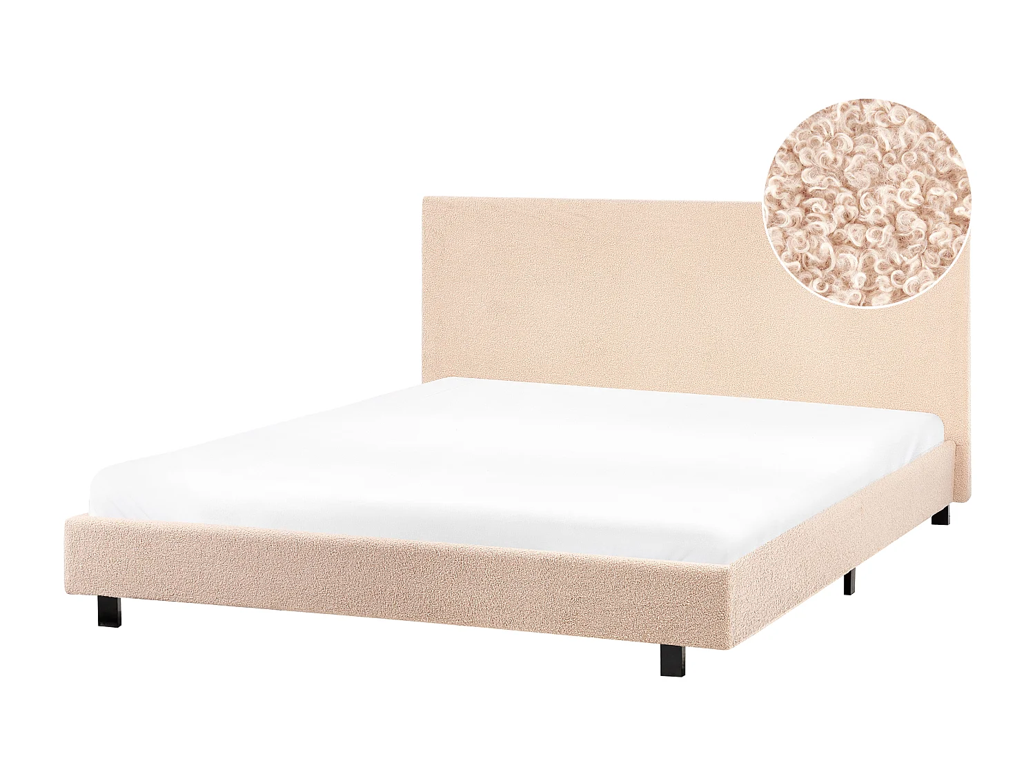 Lit à eau Bouclé ALBI 160 x 200 cm Beige