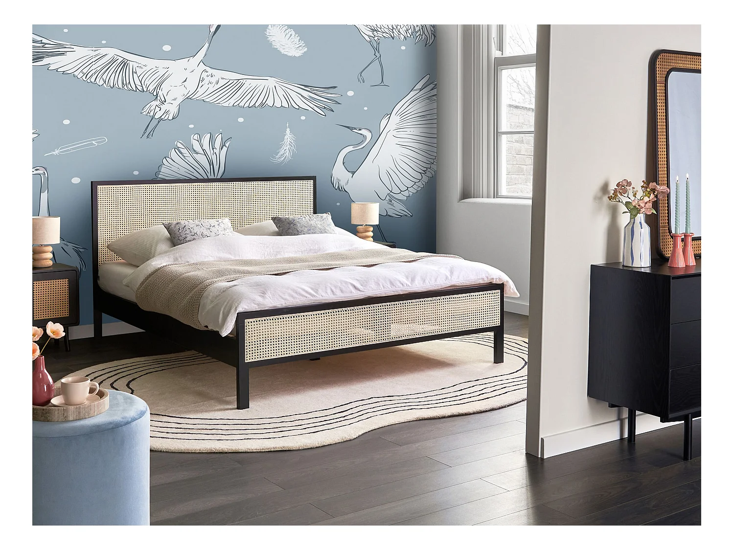 Lit avec sommier Bois de pin SALERNAS 160 x 200 cm Noir