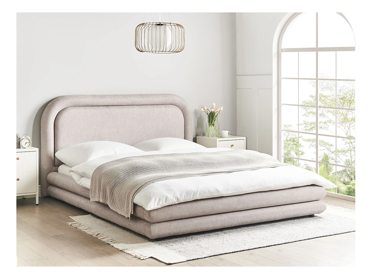 Bett mit Lattenrost Kunstleinen LAVARDENS 160 x 200 cm Taupe