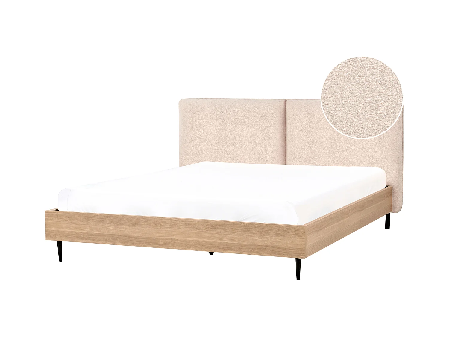 Lit avec sommier Bouclé LIMANTON 180 x 200 cm Beige