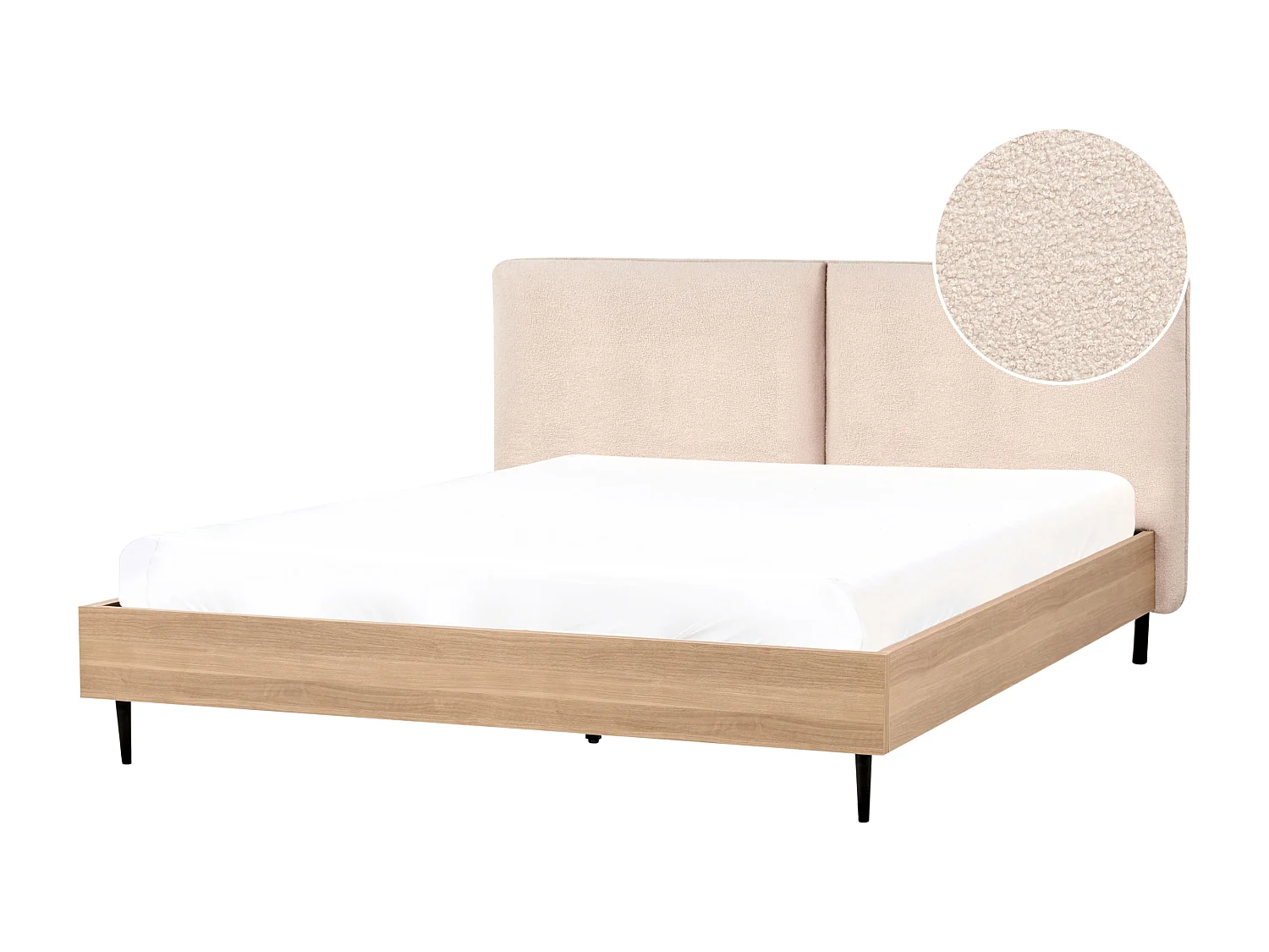 Lit avec sommier Bouclé LIMANTON 180 x 200 cm Beige