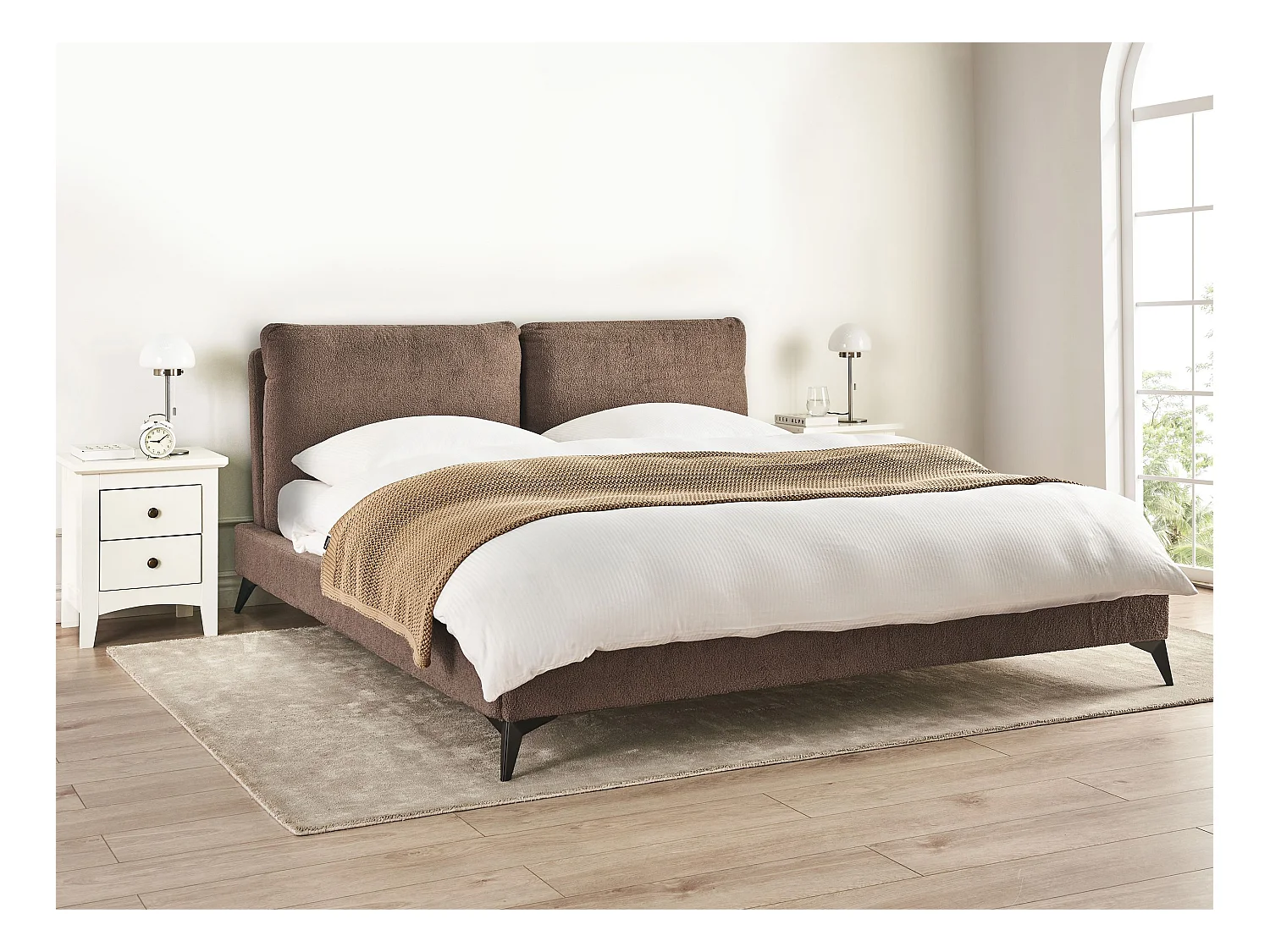 Lit avec sommier Bouclé MELLE 180 x 200 cm Marron