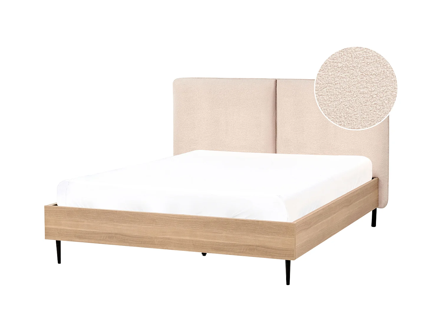 Bett mit Lattenrost Bouclé LIMANTON 140 x 200 cm Beige