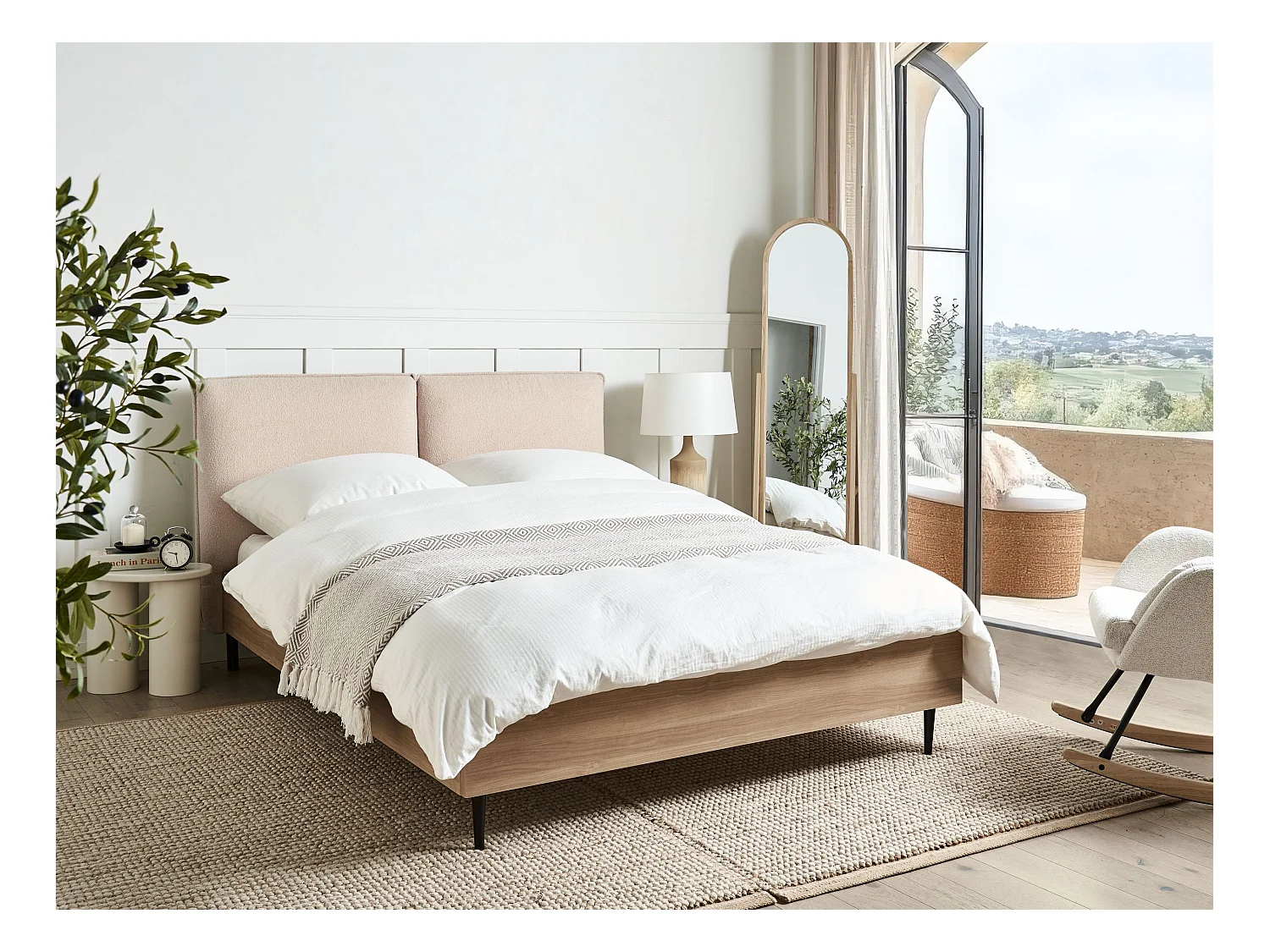 Lit avec sommier Bouclé LIMANTON 140 x 200 cm Beige